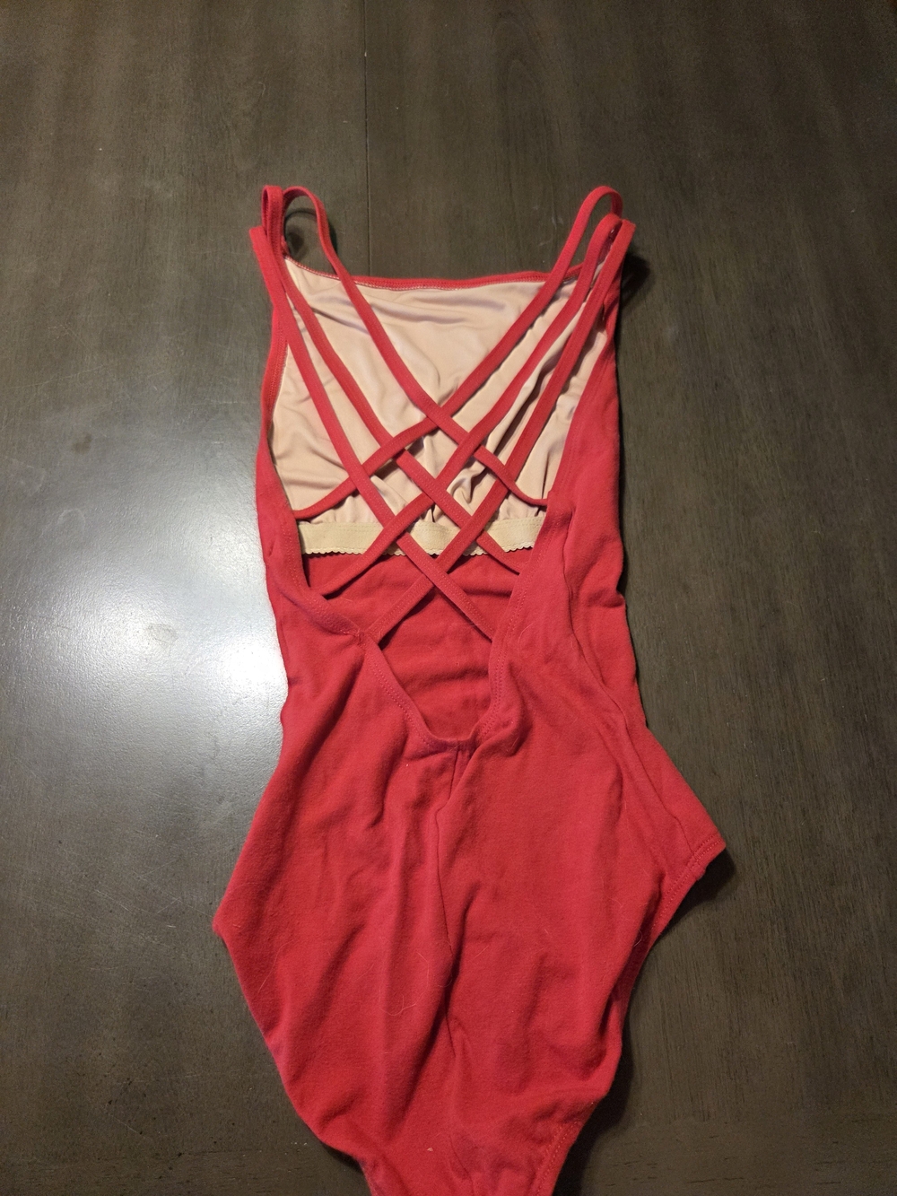 Red Strappy Women's Ballet Leotard - Stylish Crisscross Back